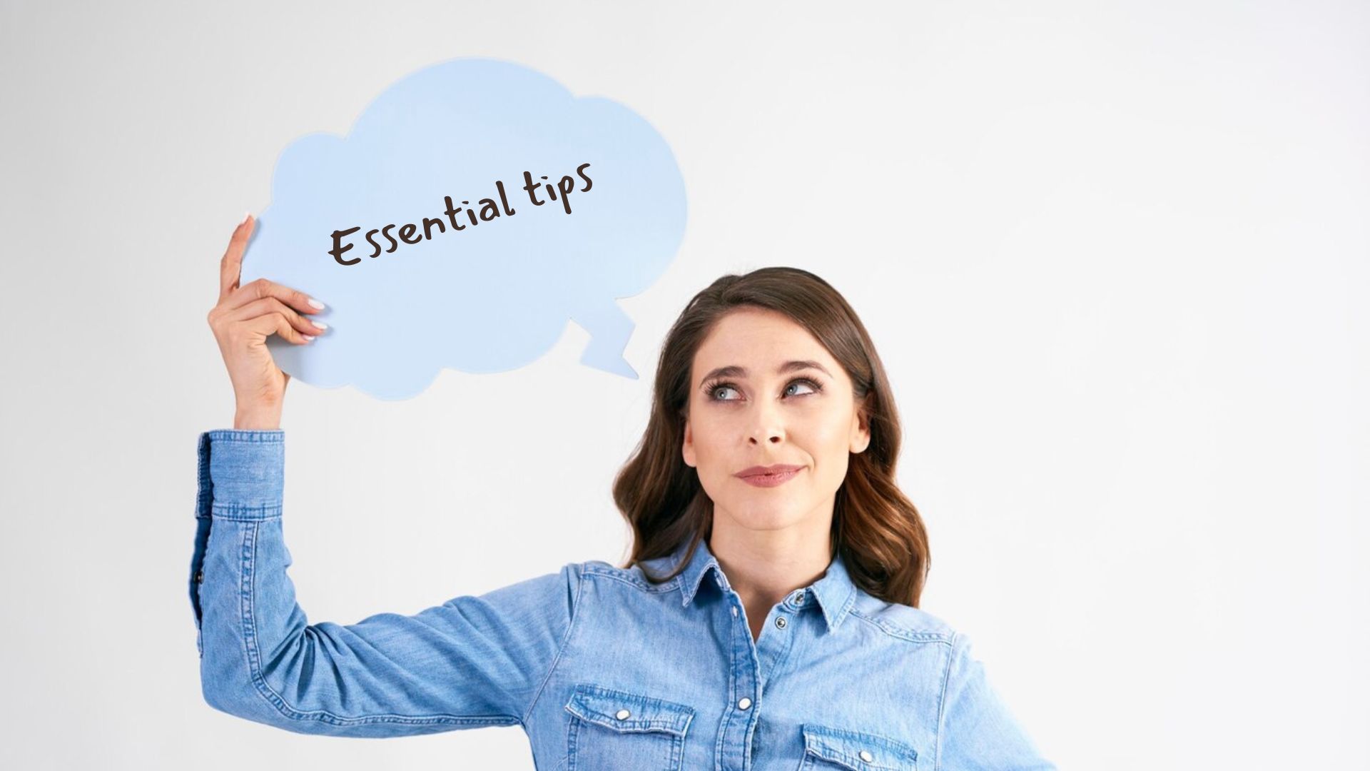 Woman holding a card for tips