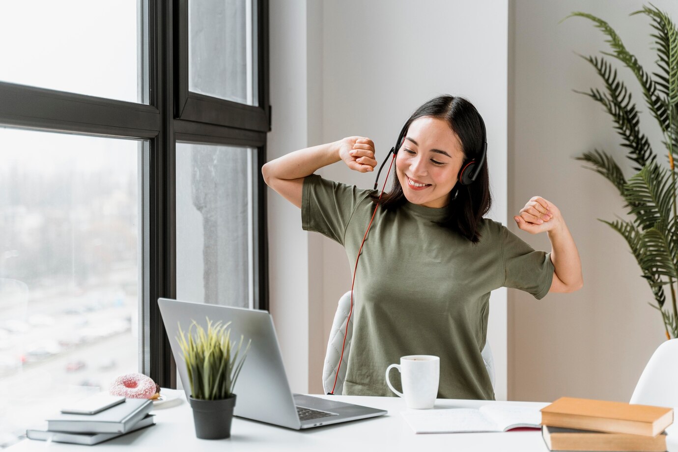 woman in office being productive
