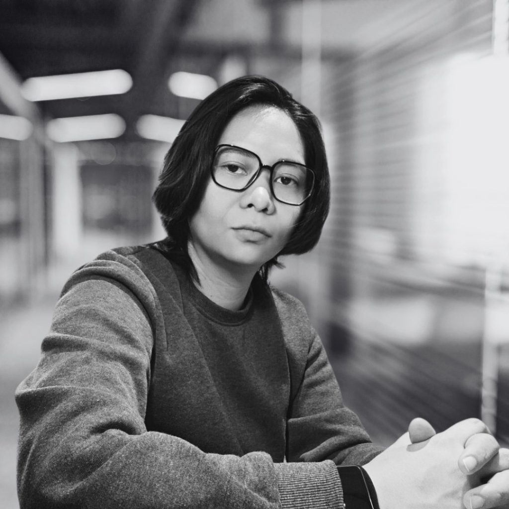 A photo of Kythe Cabalfin in black and white