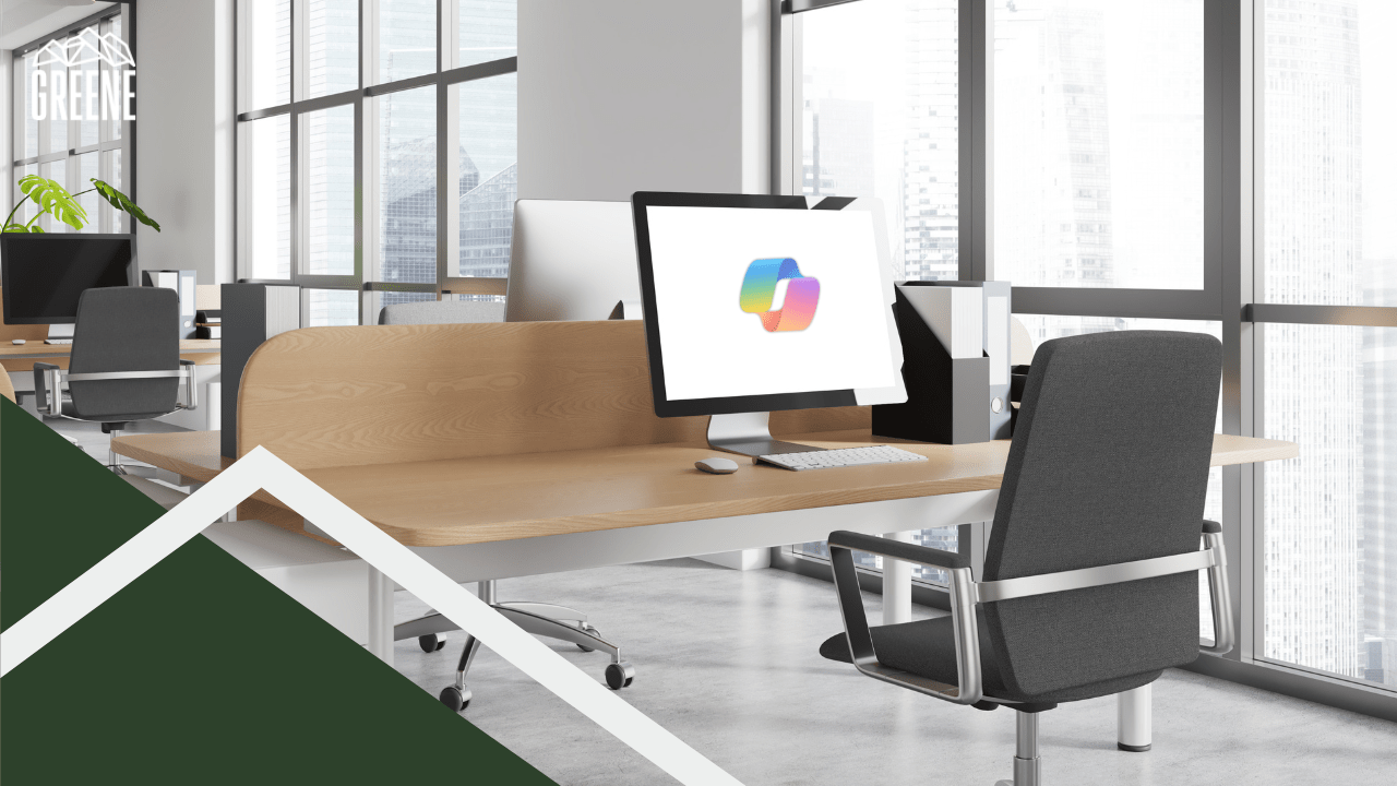 office workplace with computer opening copilot