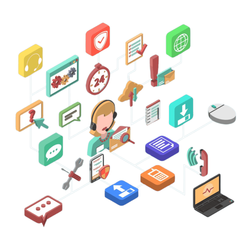 Different icons related to end-to-end IT support.