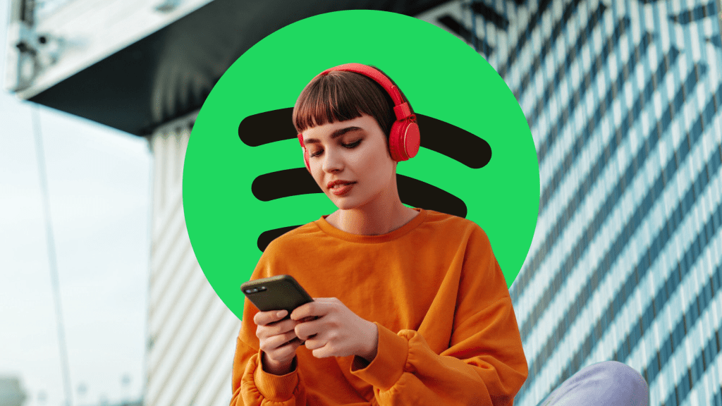 Woman listening to spotify music